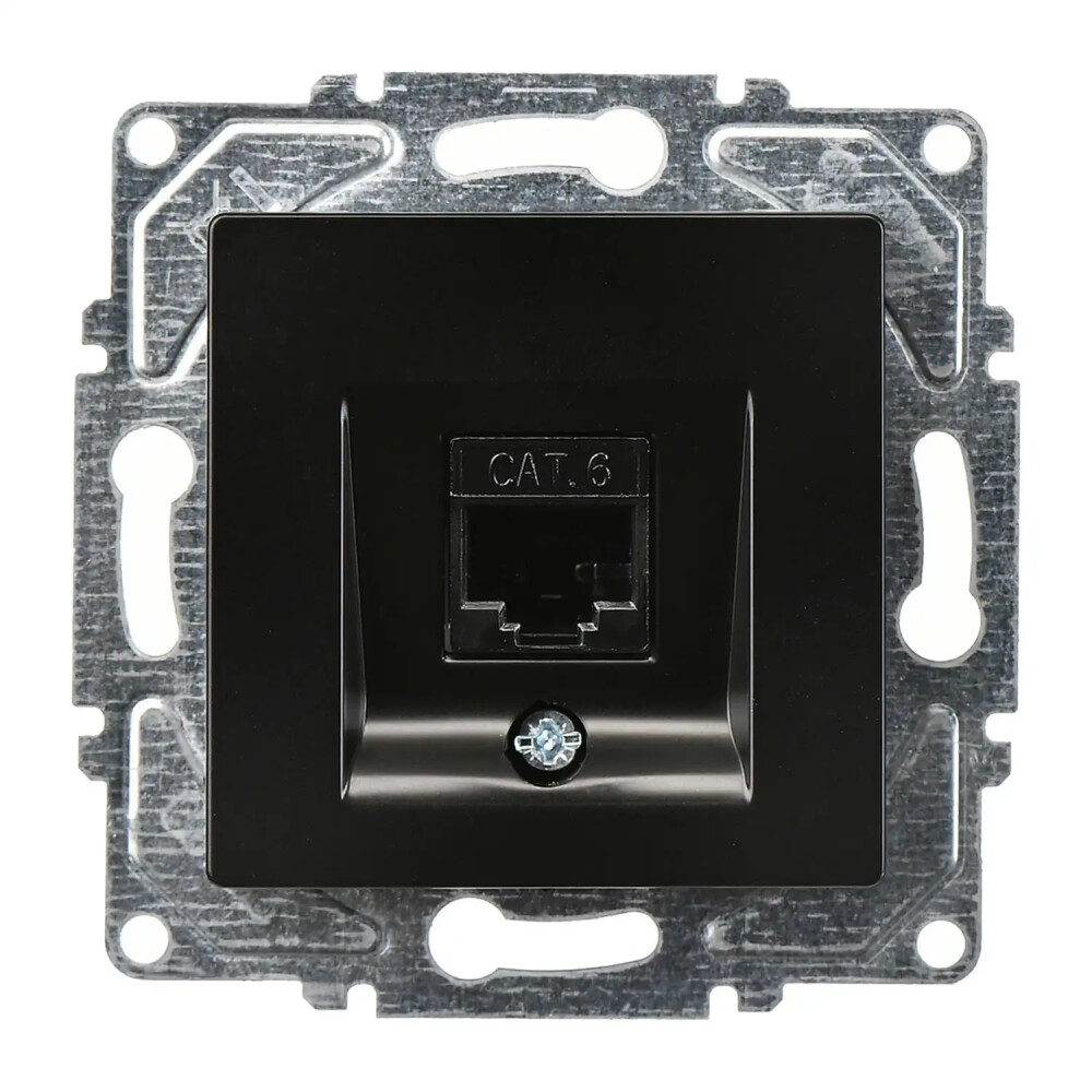 Eqona / Radius / Neoline Nümeris Telefon Prizi (Cat3), Metalik Siyah (Mekanizma + Tuş/Kapak) - Günsan Elektrik