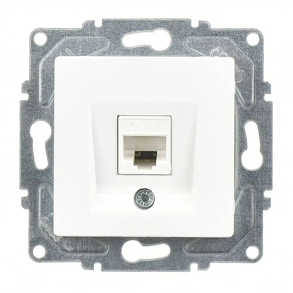 Eqona / Radius / Neoline Tekli Data Prizi (RJ45 Cat6), Beyaz (Mekanizma + Tuş/Kapak) - 1