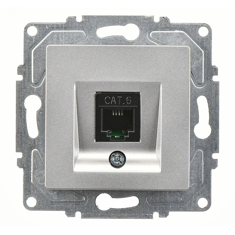 Eqona / Radius / Neoline Tekli Data Prizi (RJ45 Cat6), Gümüş (Mekanizma + Tuş/Kapak) - Günsan Elektrik