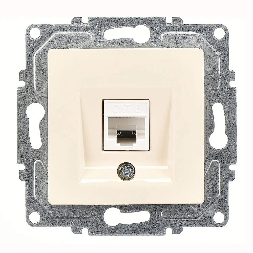 Eqona / Radius / Neoline Tekli Data Prizi (RJ45 Cat6), Krem (Mekanizma + Tuş/Kapak) - Günsan Elektrik