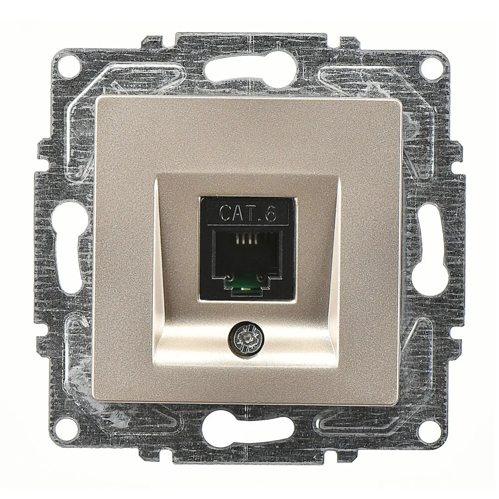 Eqona / Radius / Neoline Tekli Data Prizi (RJ45 Cat6), Metalik Bej (Mekanizma + Tuş/Kapak) - Günsan Elektrik