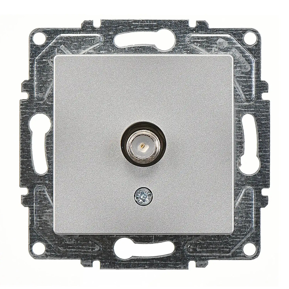 Eqona / Radius / Neoline Tekli Uydu Prizi Eko, Gümüş (Mekanizma + Tuş/Kapak) - Günsan Elektrik