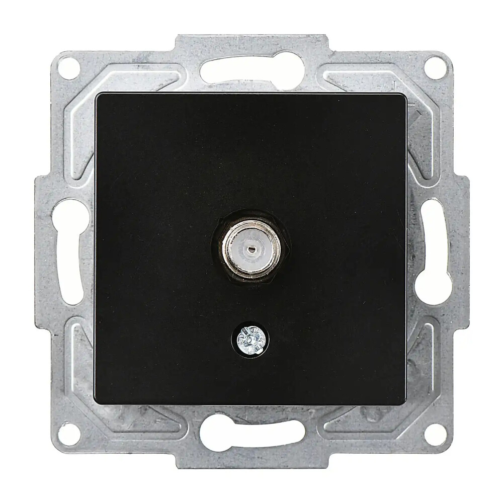 Eqona / Radius / Neoline Tekli Uydu Prizi Eko, Metalik Siyah (Mekanizma + Tuş/Kapak) - Günsan Elektrik