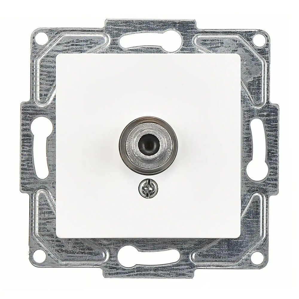 Eqona / Radius / Neoline Tekli Uydu Prizi F Konnektörlü (Geçişli-Sonlu), Beyaz (Mekanizma + Tuş/Kapak) - Günsan Elektrik