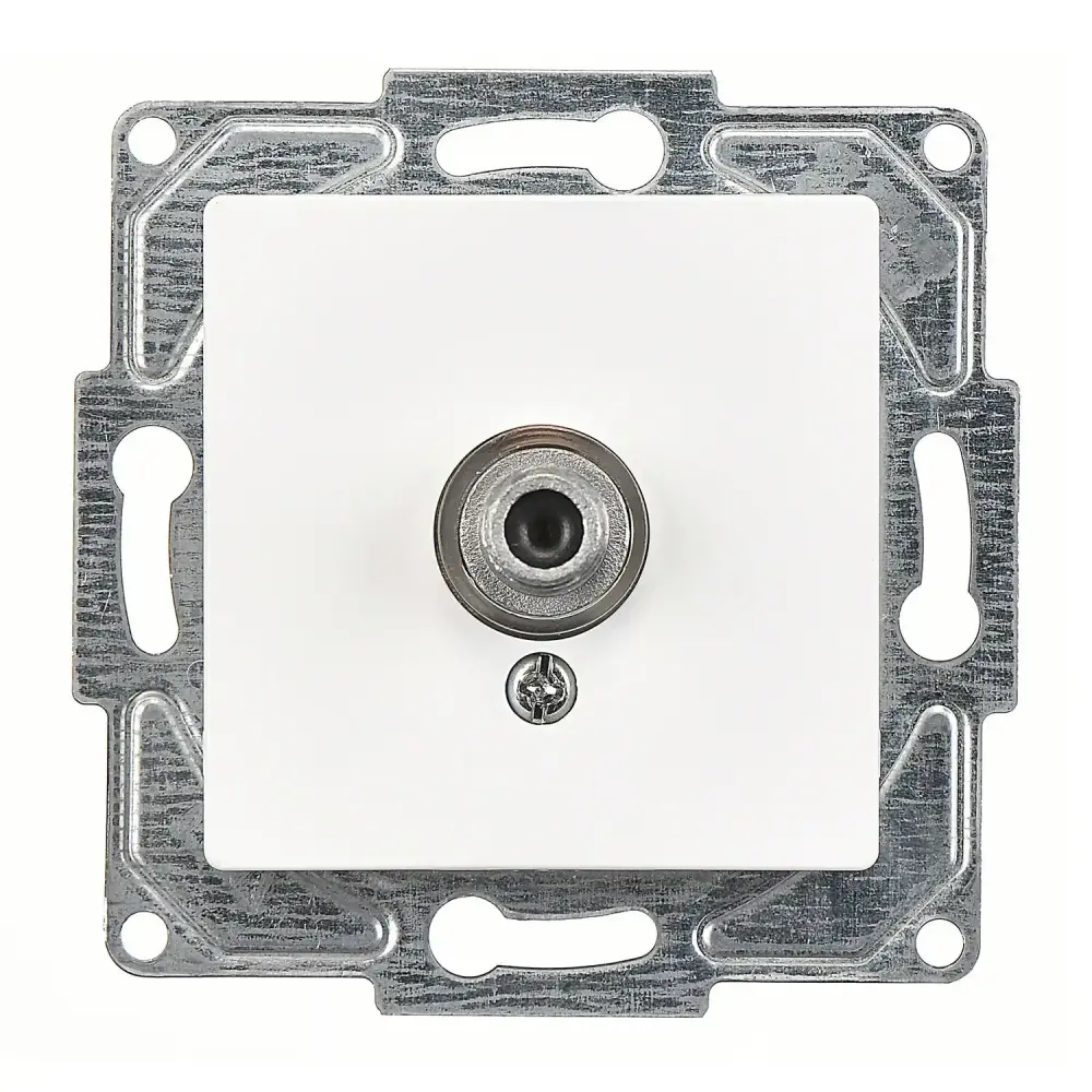 Eqona / Radius / Neoline Tekli Uydu Prizi F Konnektörlü (Geçişli-Sonlu), Beyaz (Mekanizma + Tuş/Kapak) 