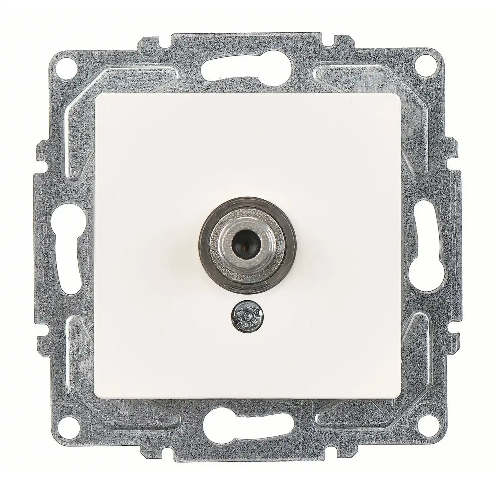 Eqona / Radius / Neoline Tekli Uydu Prizi F Konnektörlü (Geçişli-Sonlu), Fildişi Beyazı (Mekanizma + Tuş/Kapak) - Günsan Elektrik