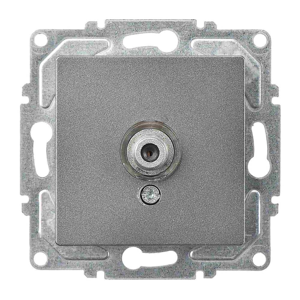 Eqona / Radius / Neoline Tekli Uydu Prizi F Konnektörlü (Geçişli-Sonlu), Füme (Mekanizma + Tuş/Kapak) - 1