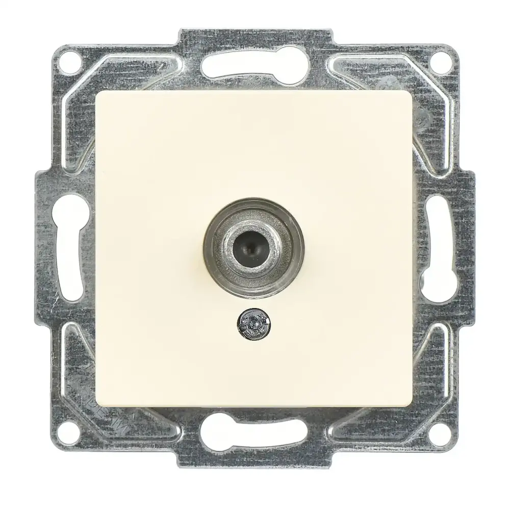 Eqona / Radius / Neoline Tekli Uydu Prizi F Konnektörlü (Geçişli-Sonlu), Krem (Mekanizma + Tuş/Kapak) 