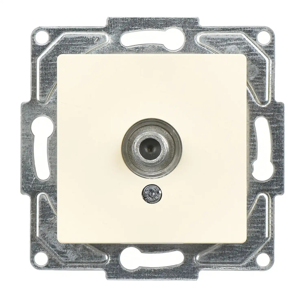 Eqona / Radius / Neoline Tekli Uydu Prizi F Konnektörlü (Geçişli-Sonlu), Krem (Mekanizma + Tuş/Kapak) - Günsan Elektrik