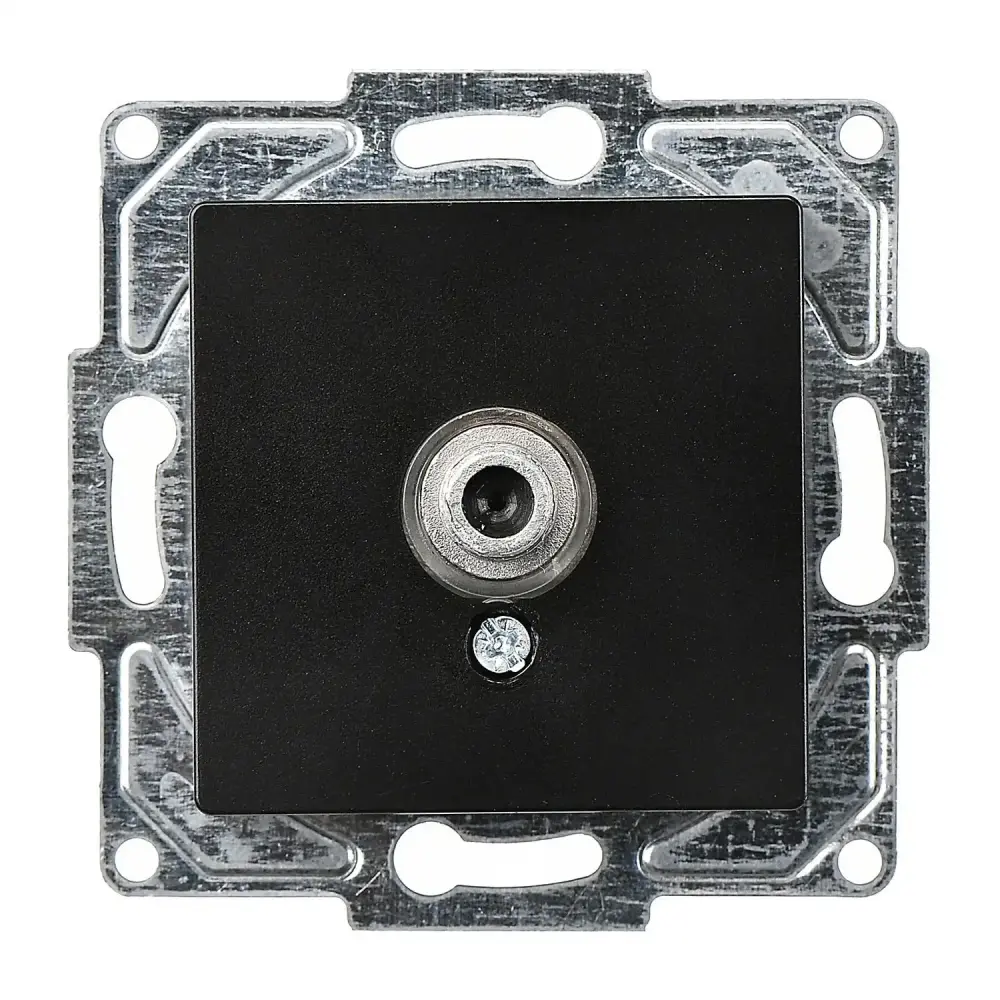 Eqona / Radius / Neoline Tekli Uydu Prizi F Konnektörlü (Geçişli-Sonlu), Metalik Siyah (Mekanizma + Tuş/Kapak) 