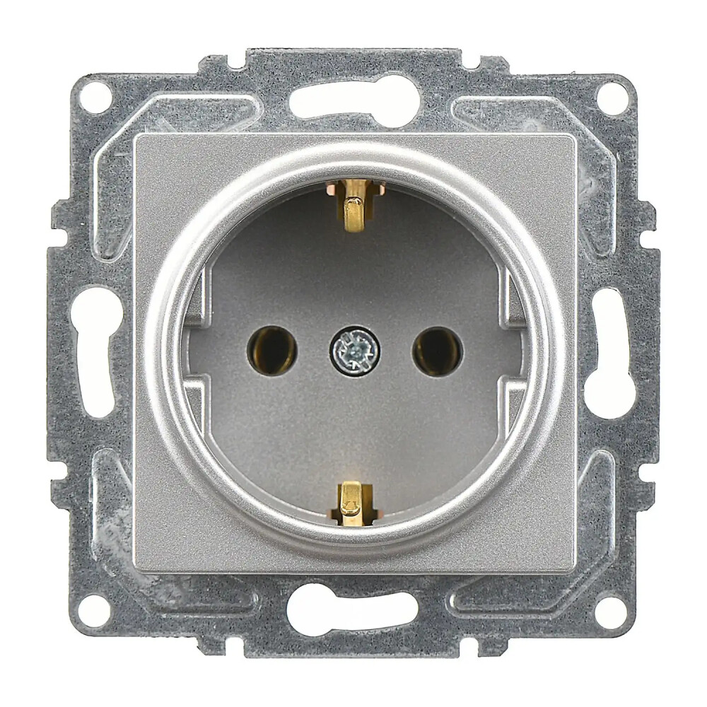 Eqona / Radius / Neoline Topraklı Priz, Gümüş (Mekanizma + Tuş/Kapak) - Günsan Elektrik