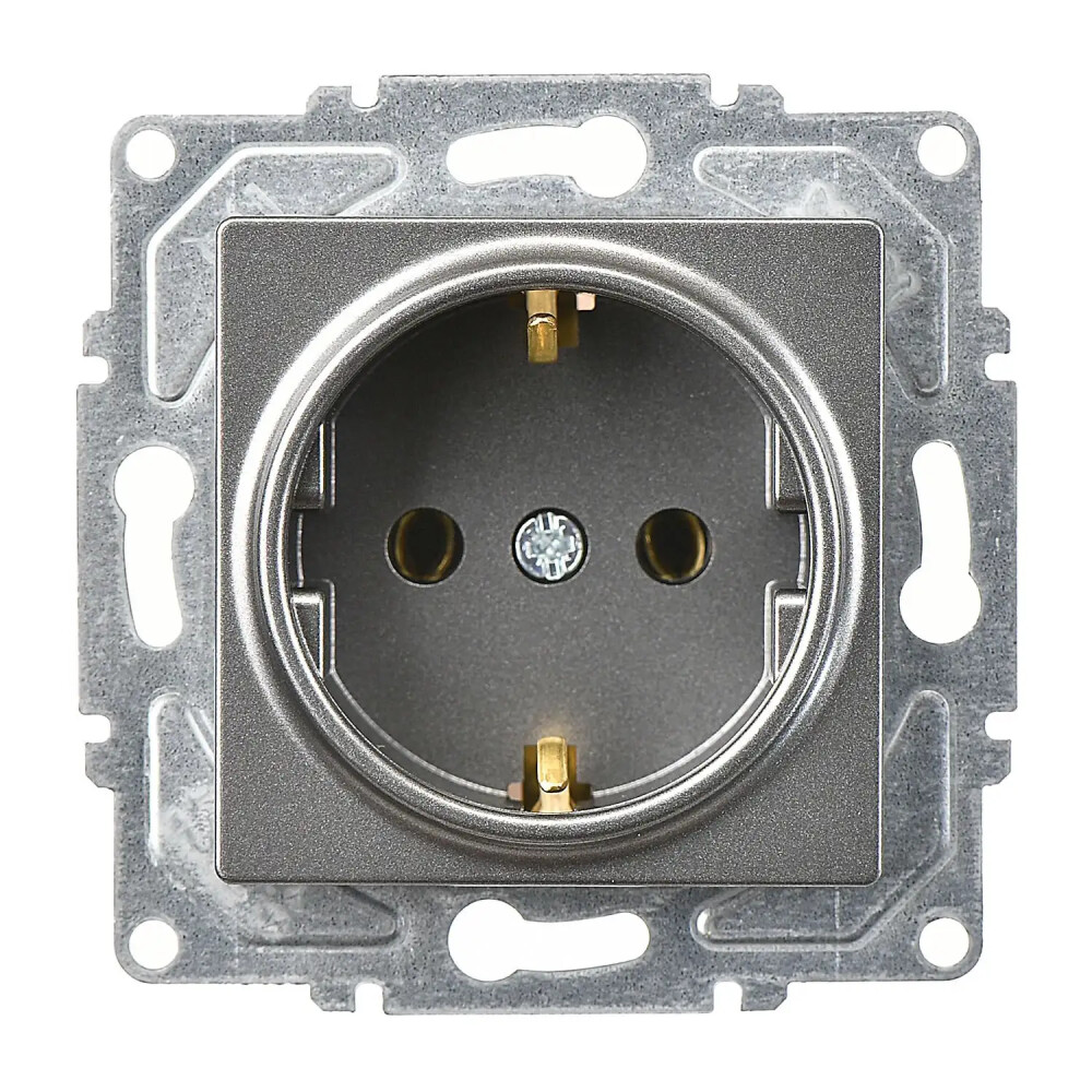 Eqona / Radius / Neoline Topraklı Priz (klipsli), Füme (Mekanizma + Tuş/Kapak) - Günsan Elektrik