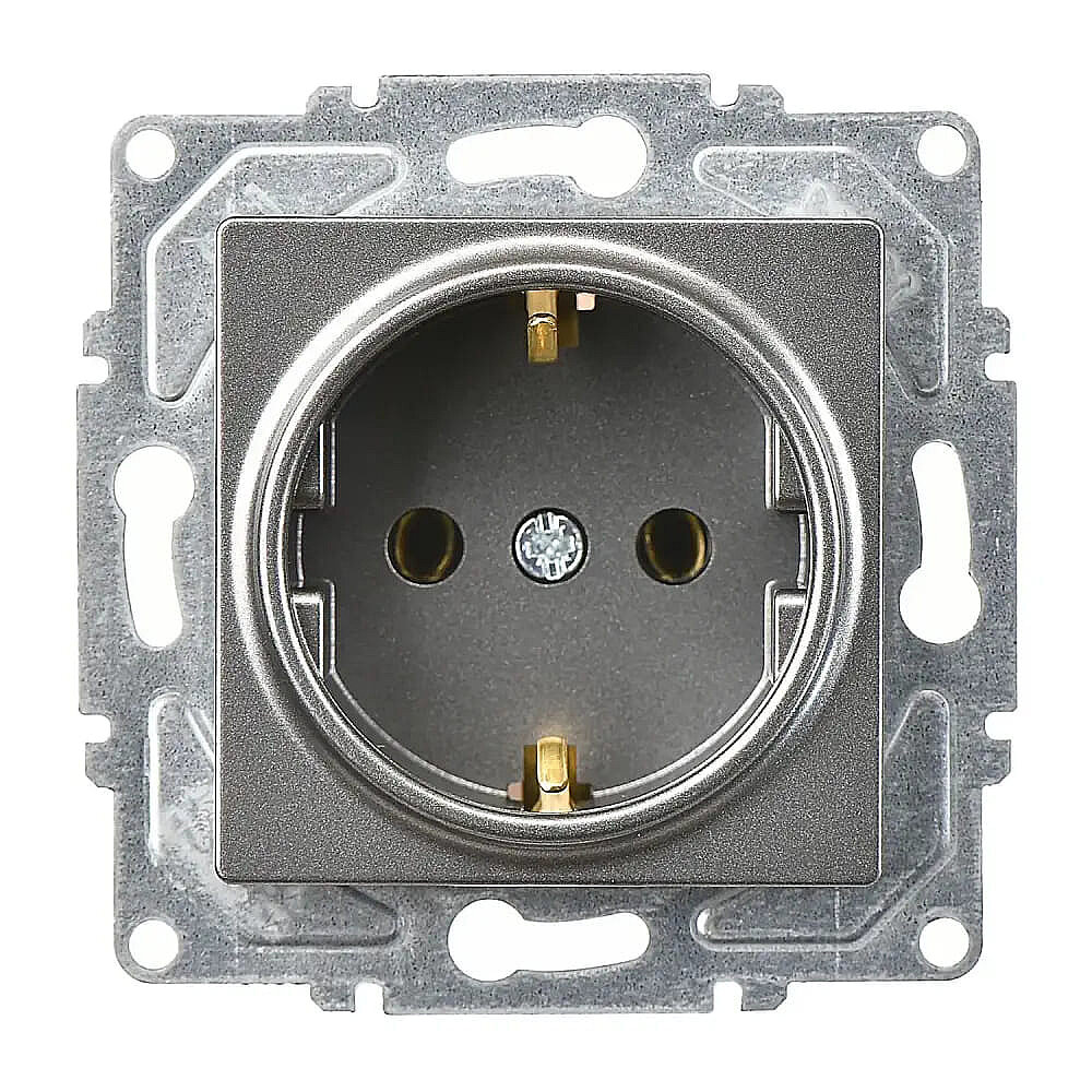Socket with Side Earth, Smoked Gray, (w/o Screw) - Günsan