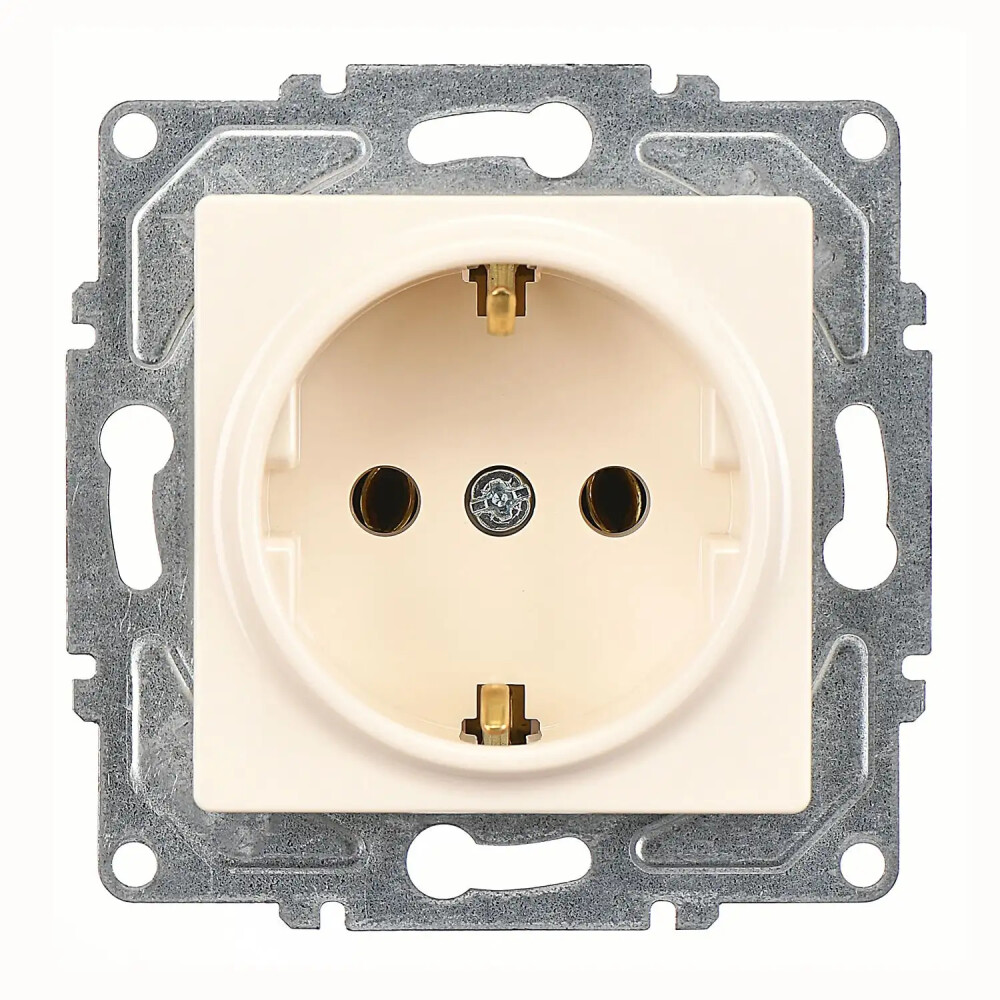 Eqona / Radius / Neoline Topraklı Priz (klipsli), Krem (Mekanizma + Tuş/Kapak) - Günsan Elektrik
