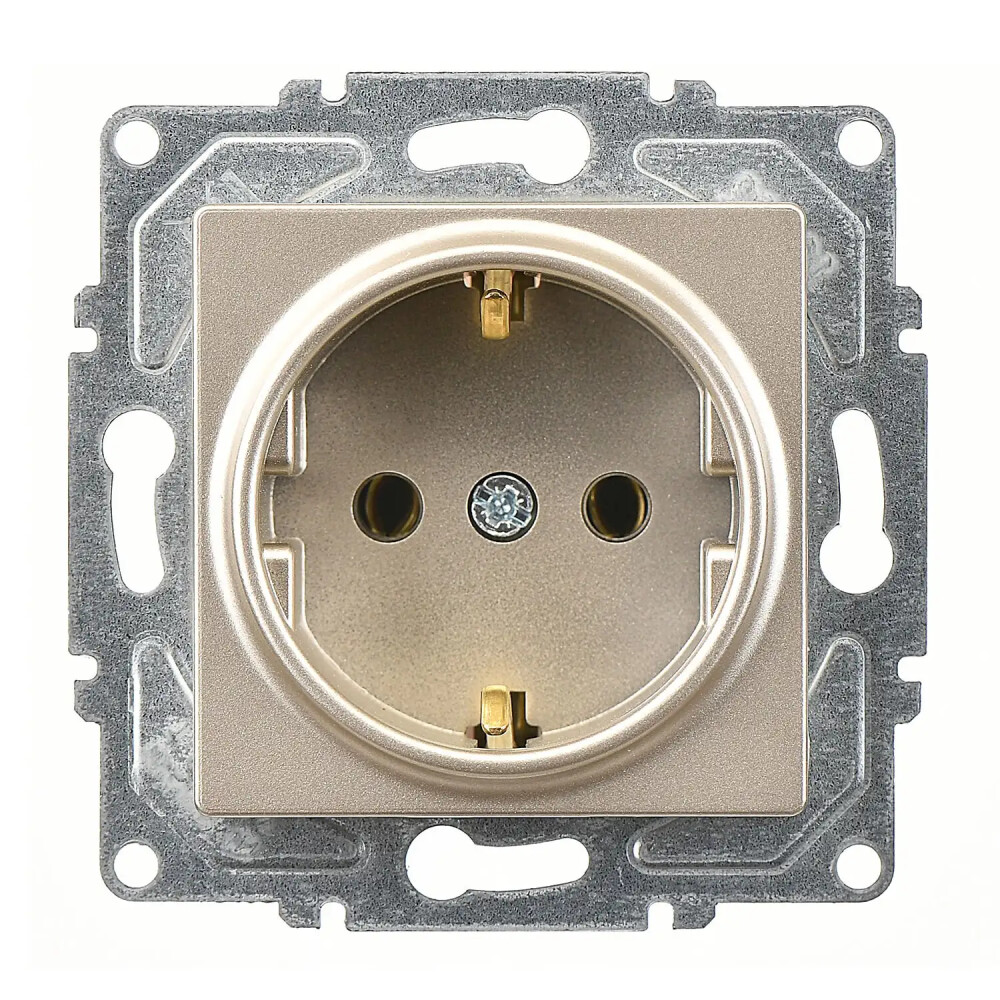 Eqona / Radius / Neoline Topraklı Priz (klipsli), Metalik Bej (Mekanizma + Tuş/Kapak) - Günsan Elektrik