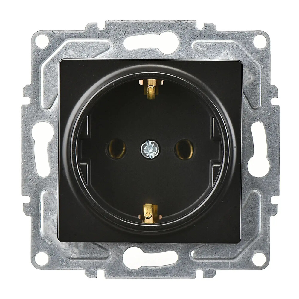 Eqona / Radius / Neoline Topraklı Priz (klipsli), Metalik Siyah (Mekanizma + Tuş/Kapak) - Günsan Elektrik