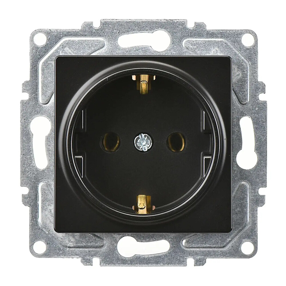 Eqona / Radius / Neoline Topraklı Priz, Metalik Siyah (Mekanizma + Tuş/Kapak) - Günsan Elektrik