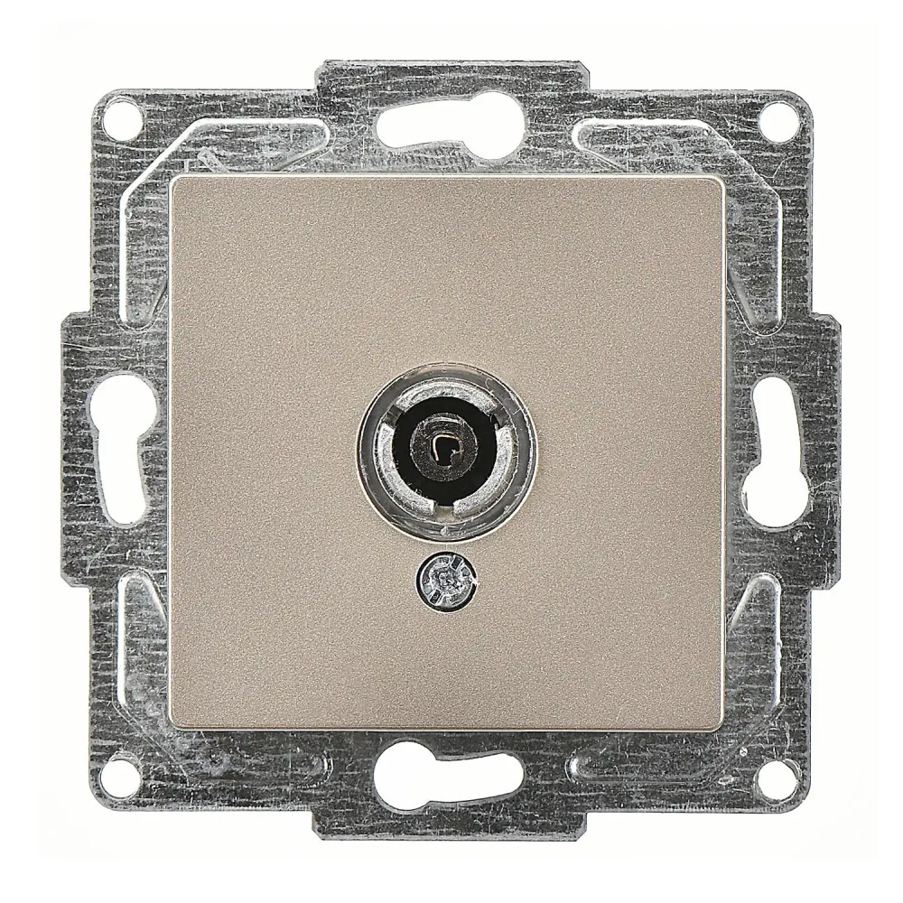 Eqona / Radius / Neoline TV Prizi (Geçişli-Sonlu), Metalik Bej (Mekanizma + Tuş/Kapak) - Günsan Elektrik