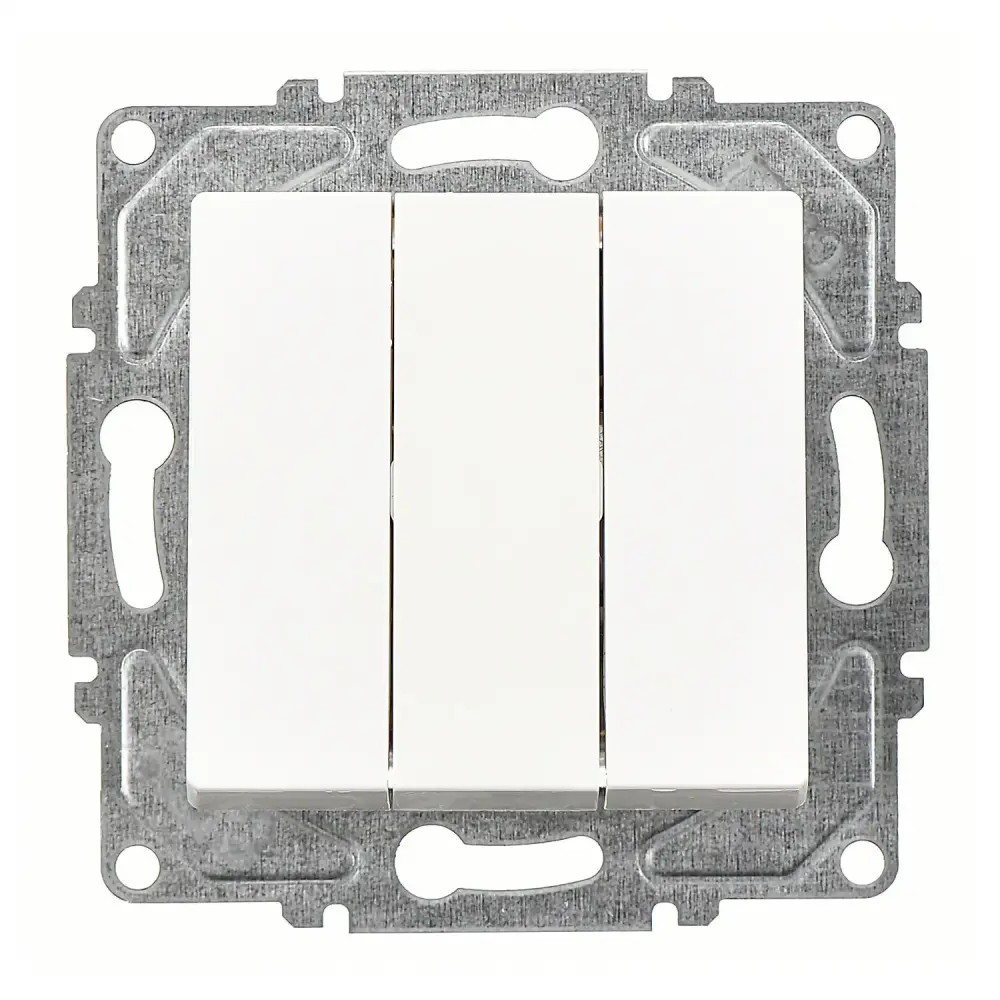 Eqona / Radius / Neoline Üçlü Anahtar, Beyaz (Mekanizma + Tuş/Kapak) 