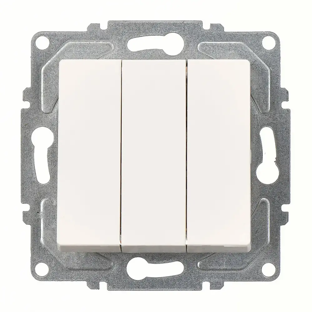 Eqona / Radius / Neoline Üçlü Anahtar, Fildişi Beyazı (Mekanizma + Tuş/Kapak) - 1