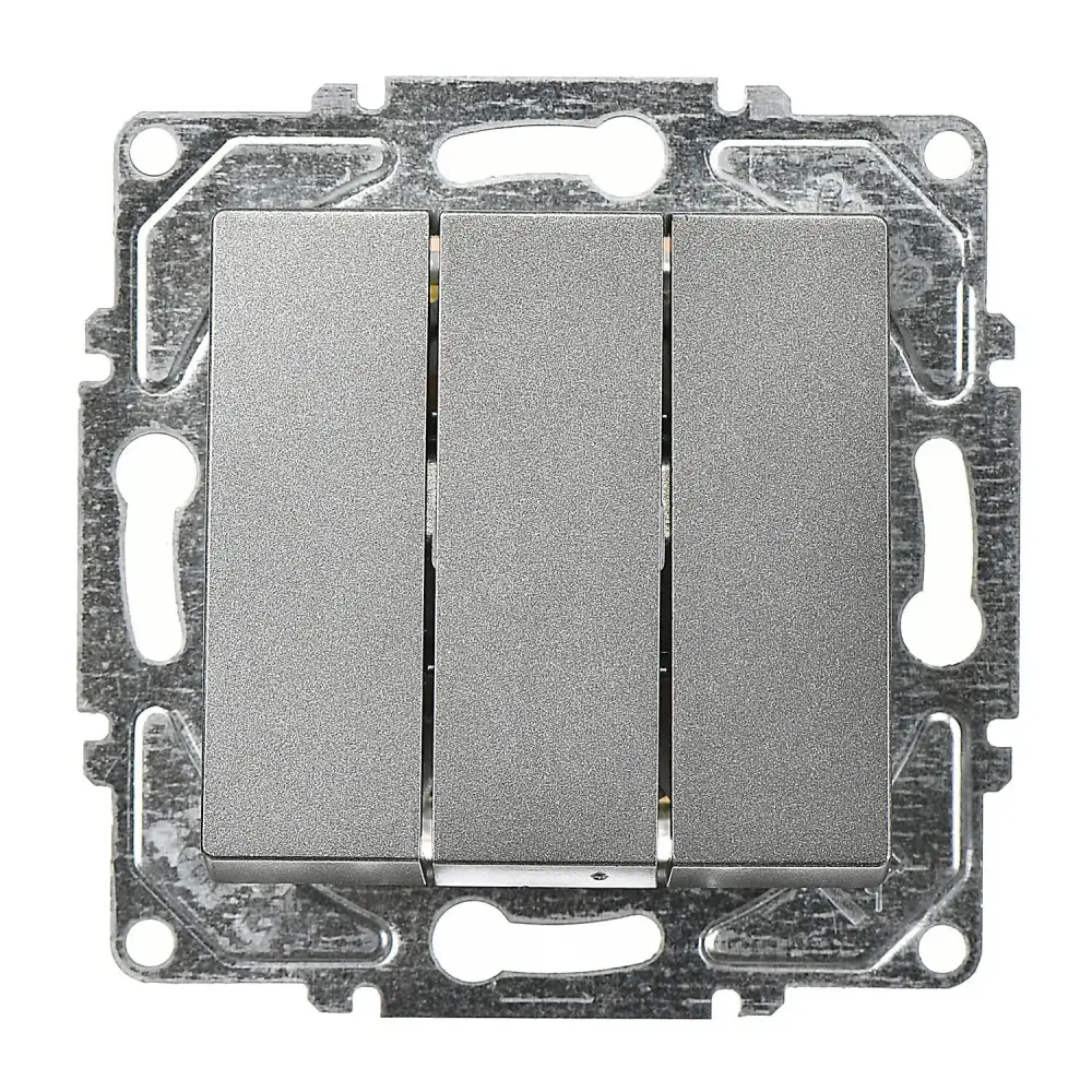 Eqona / Radius / Neoline Üçlü Anahtar, Füme (Mekanizma + Tuş/Kapak) - 1