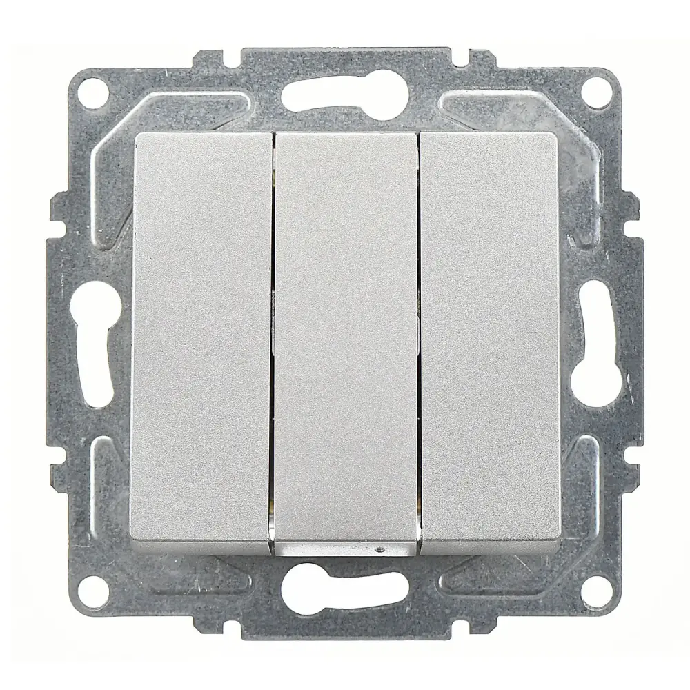 Eqona / Radius / Neoline Üçlü Anahtar, Gümüş (Mekanizma + Tuş/Kapak) - 1