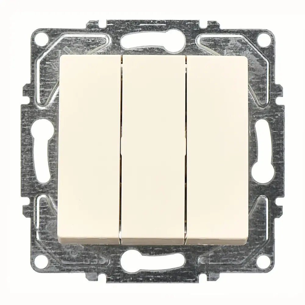 Eqona / Radius / Neoline Üçlü Anahtar, Krem (Mekanizma + Tuş/Kapak) 