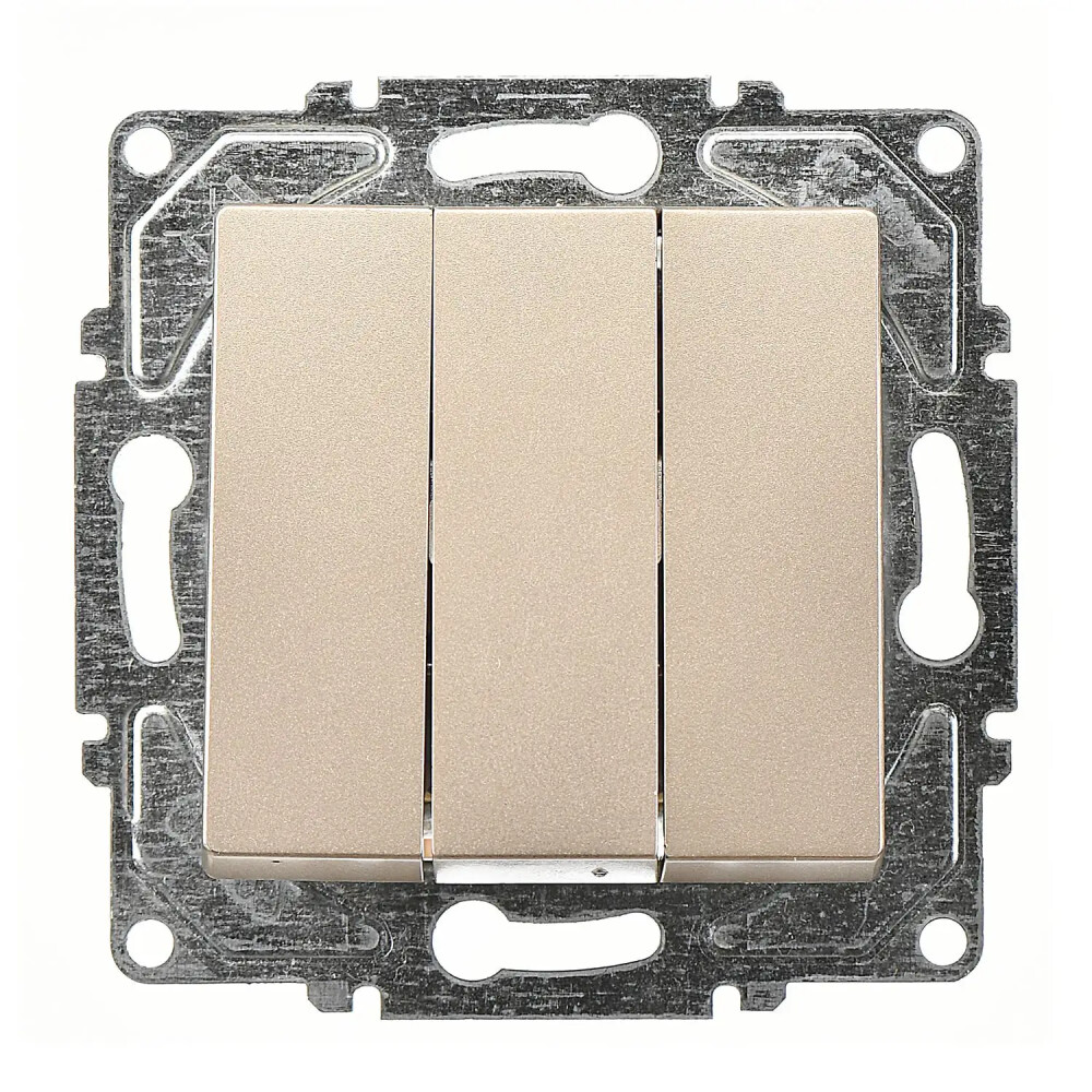 Eqona / Radius / Neoline Üçlü Anahtar, Metalik Bej (Mekanizma + Tuş/Kapak) - Günsan Elektrik