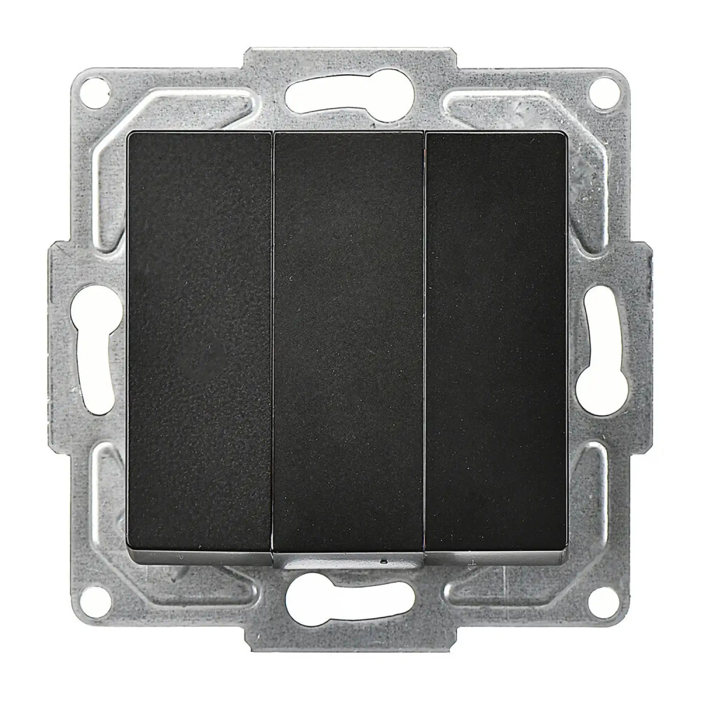 Eqona / Radius / Neoline Üçlü Anahtar, Metalik Siyah (Mekanizma + Tuş/Kapak) - Günsan Elektrik