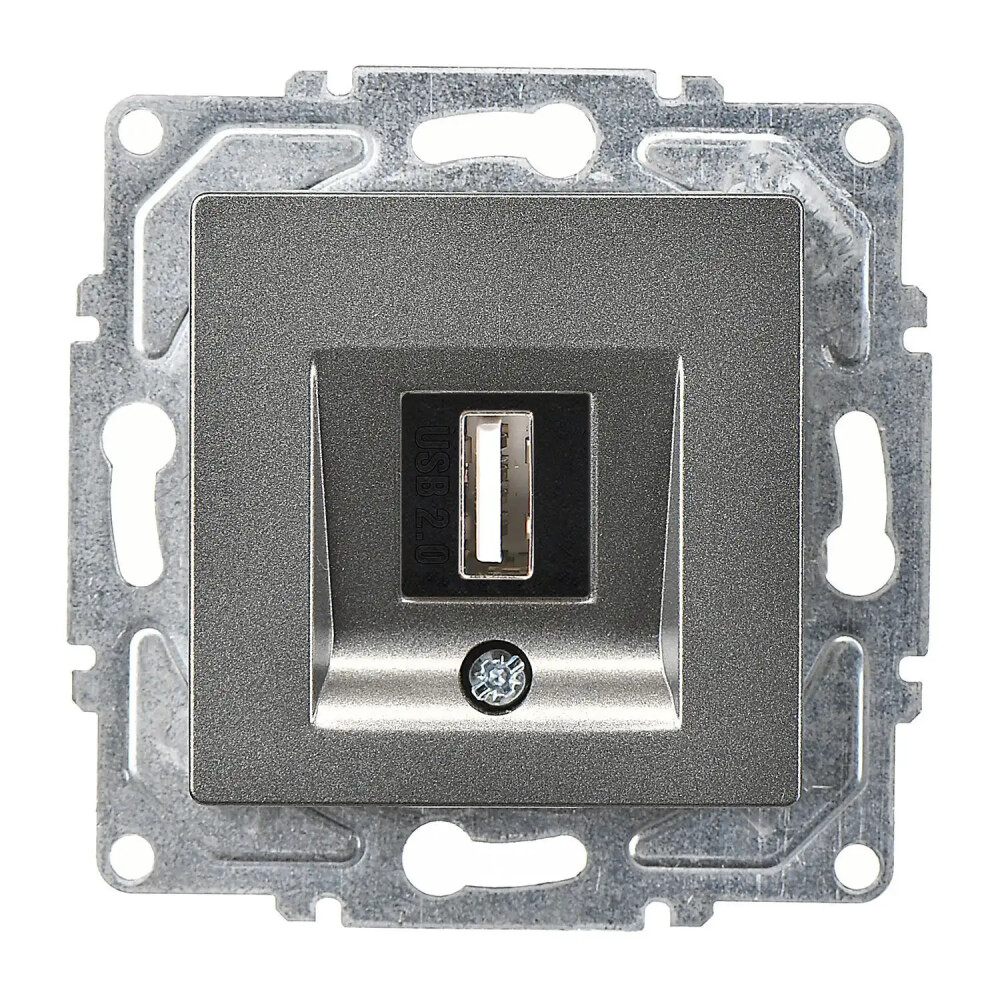 Eqona / Radius / Neoline USB Data Prizi, Füme (Mekanizma + Tuş/Kapak) - Günsan