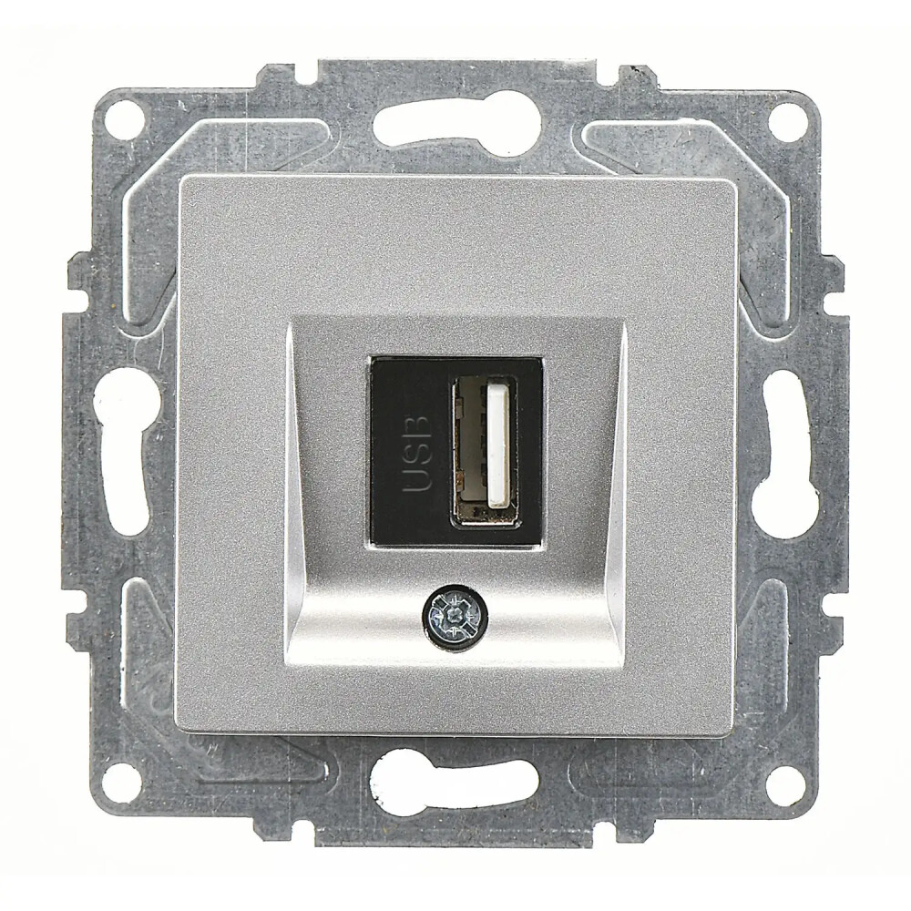 Eqona / Radius / Neoline USB Data Prizi, Gümüş (Mekanizma + Tuş/Kapak) - Günsan