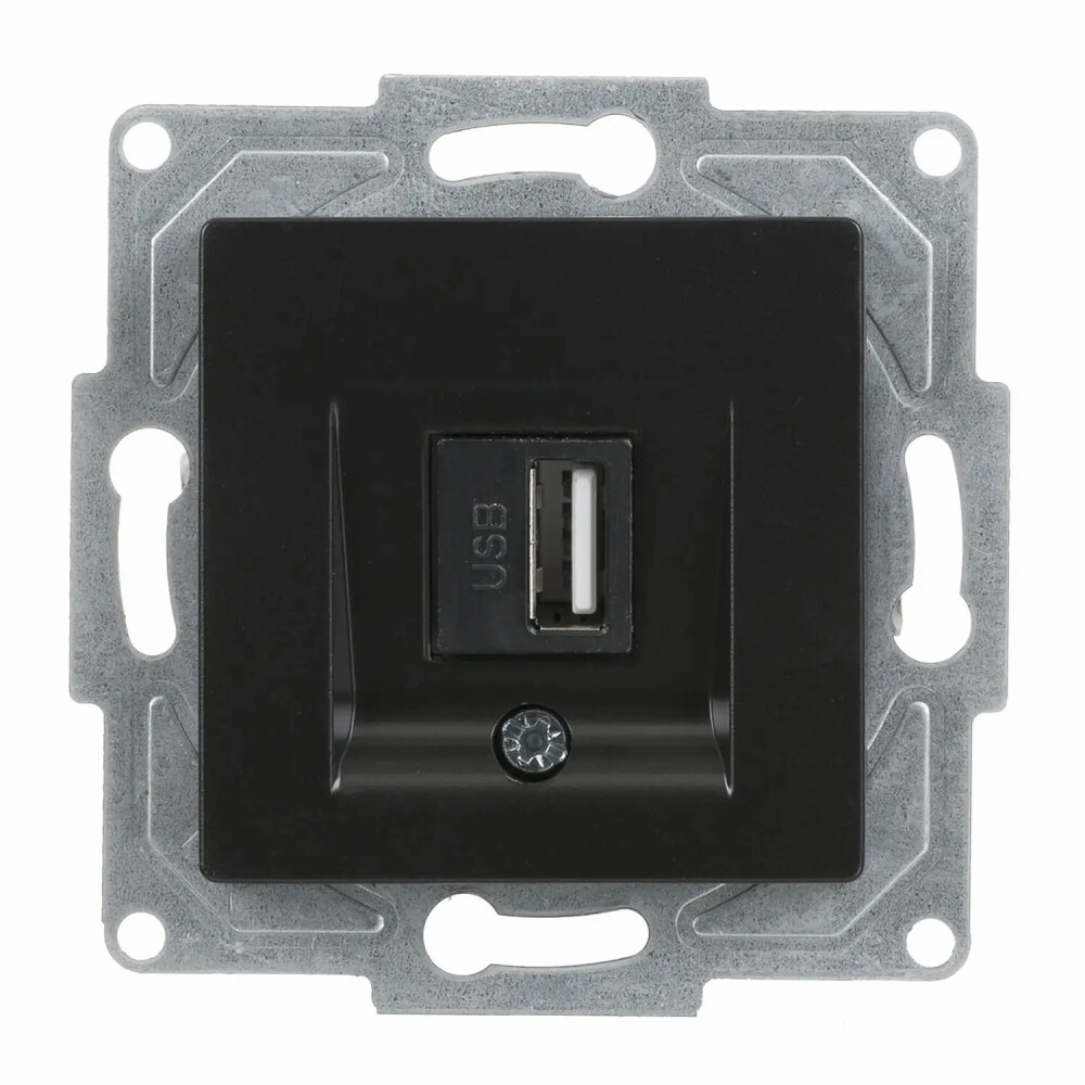 Eqona / Radius / Neoline USB Data Prizi, Metalik Siyah (Mekanizma + Tuş/Kapak) - Günsan Elektrik