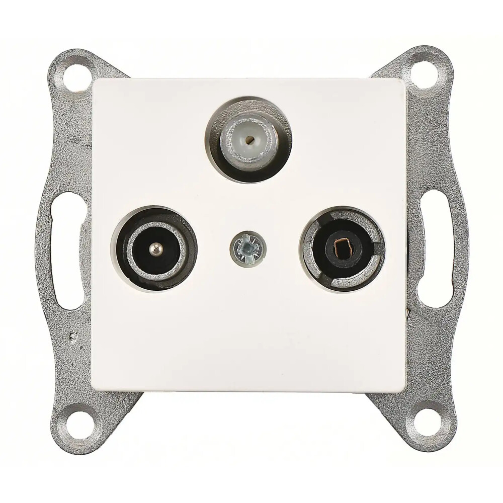 Eqona / Radius / Neoline Uydu Priz Geçişli (Sat-TV-Radyo), Fildişi Beyazı (Mekanizma + Tuş/Kapak) - Günsan Elektrik