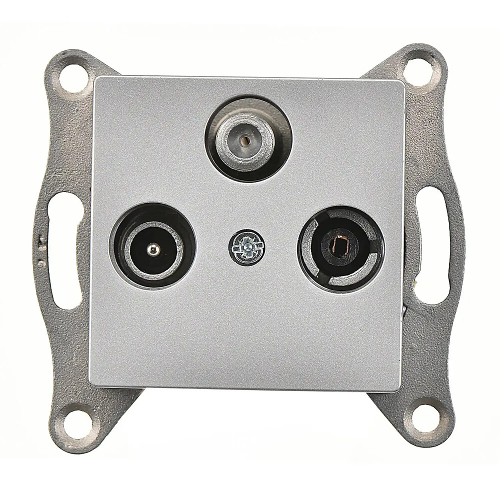 Eqona / Radius / Neoline Uydu Priz Geçişli (Sat-TV-Radyo), Gümüş (Mekanizma + Tuş/Kapak) - Günsan Elektrik