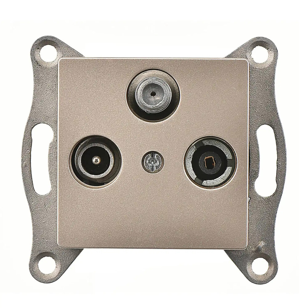 Eqona / Radius / Neoline Uydu Priz Geçişli (Sat-TV-Radyo), Metalik Bej (Mekanizma + Tuş/Kapak) - Günsan Elektrik