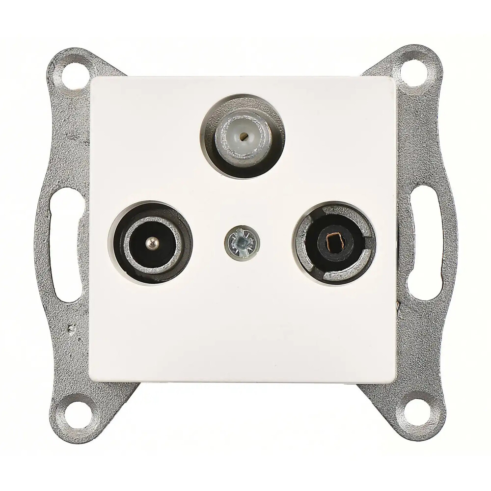 Eqona / Radius / Neoline Uydu Priz Sonlu (Sat-TV-Radyo), Fildişi Beyazı (Mekanizma + Tuş/Kapak) - Günsan Elektrik