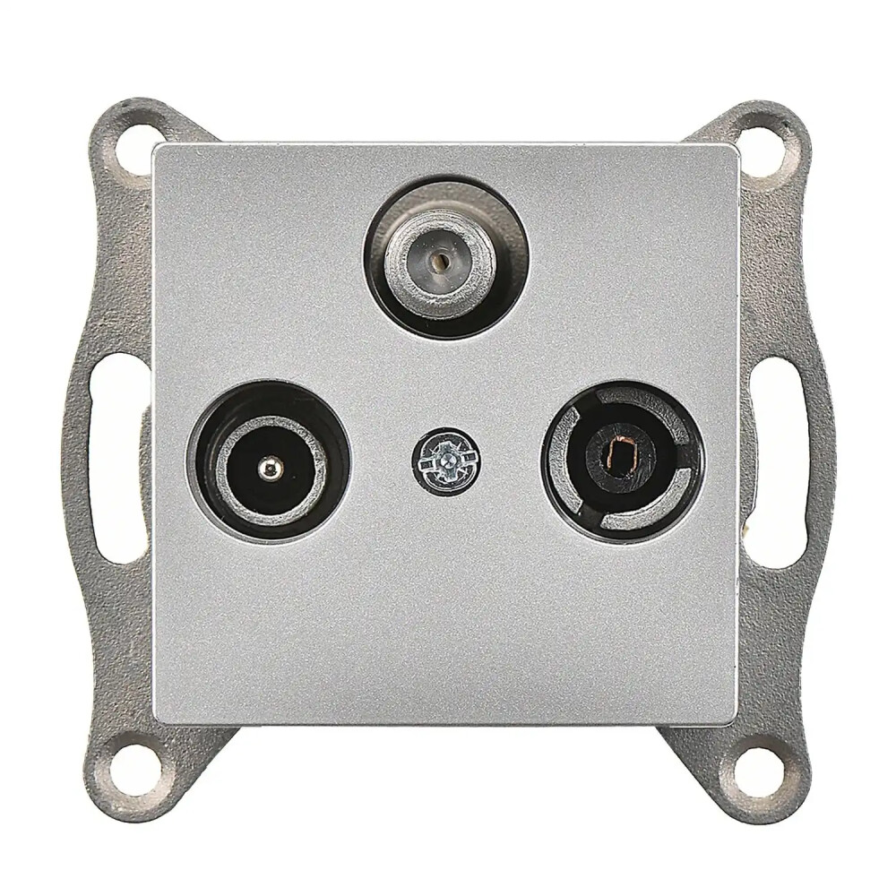 Eqona / Radius / Neoline Uydu Priz Sonlu (Sat-TV-Radyo), Gümüş (Mekanizma + Tuş/Kapak) - Günsan Elektrik