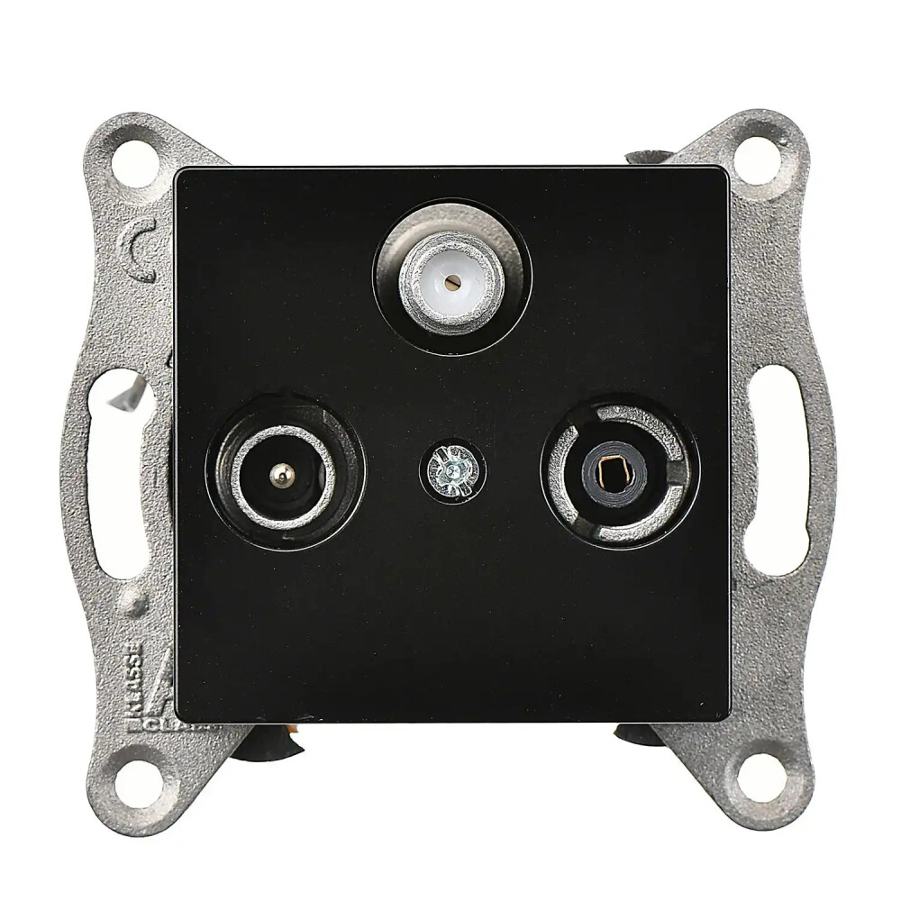 Eqona / Radius / Neoline Uydu Priz Sonlu (Sat-TV-Radyo), Metalik Siyah (Mekanizma + Tuş/Kapak) - Günsan Elektrik