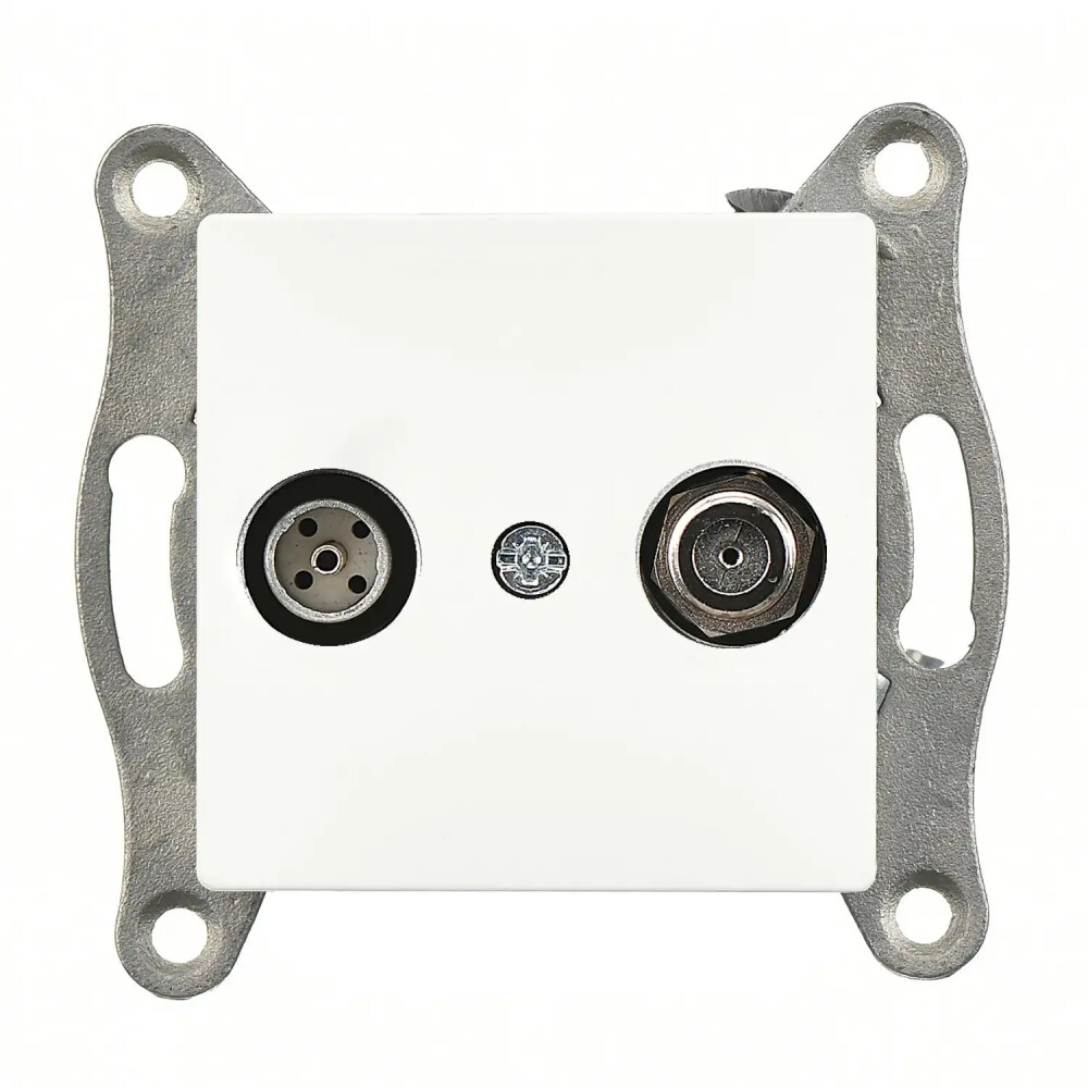 Eqona / Radius / Neoline Uydu Prizi Sonlu (Alcad Sat-TV), Beyaz (Mekanizma + Tuş/Kapak) - Günsan Elektrik