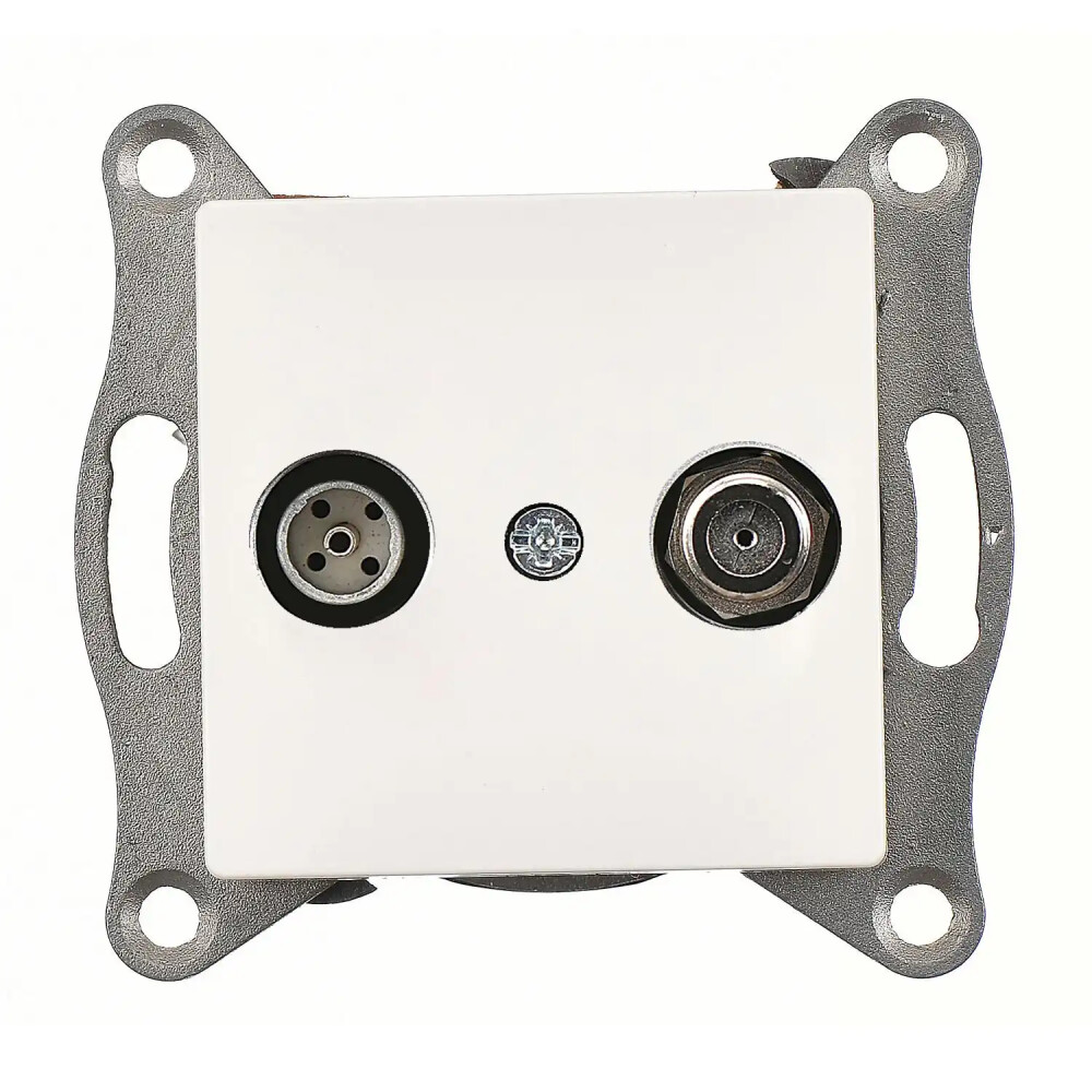 Eqona / Radius / Neoline Uydu Prizi Sonlu (Alcad Sat-TV), Fildişi Beyazı (Mekanizma + Tuş/Kapak) - Günsan Elektrik