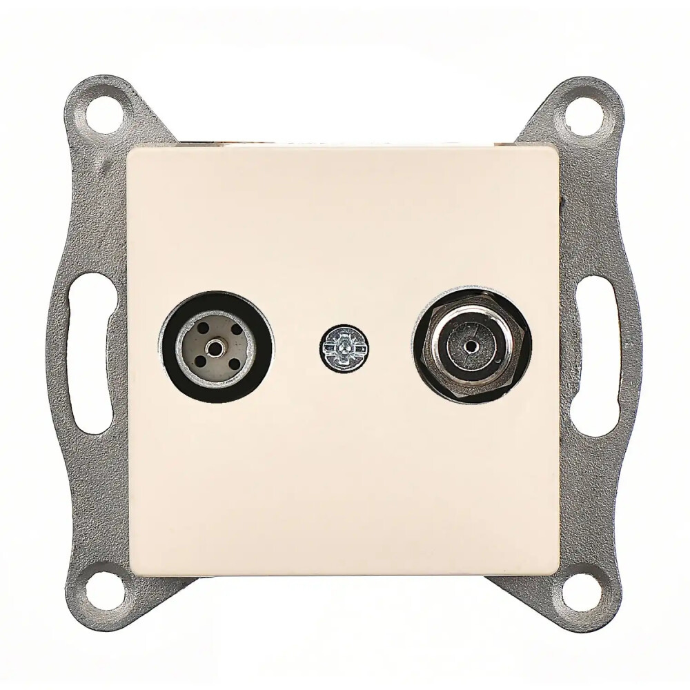 Eqona / Radius / Neoline Uydu Prizi Sonlu (Alcad Sat-TV), Krem (Mekanizma + Tuş/Kapak) - Günsan Elektrik