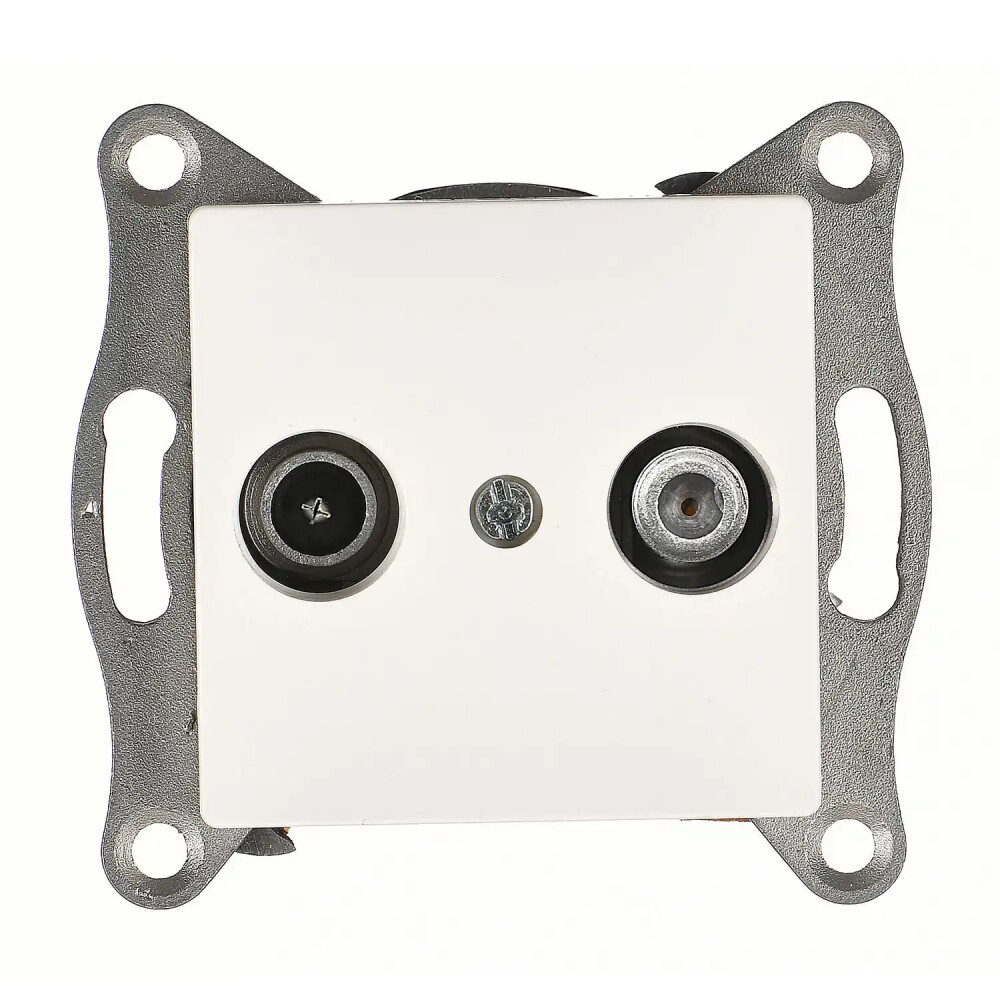 Eqona / Radius / Neoline Uydu Prizi Sonlu (TV-Sat), Fildişi Beyazı (Mekanizma + Tuş/Kapak) - Günsan Elektrik