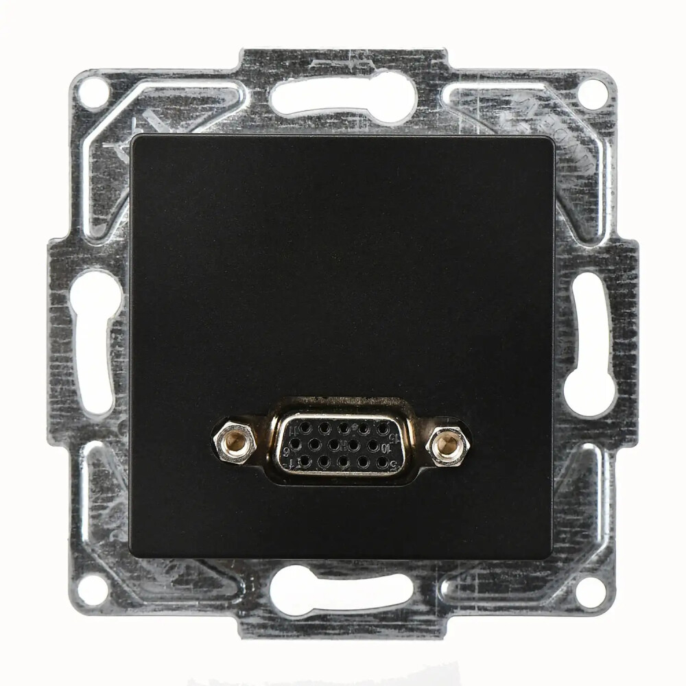 Eqona / Radius / Neoline VGA Prizi, Metalik Siyah (Mekanizma + Tuş/Kapak) - Günsan Elektrik