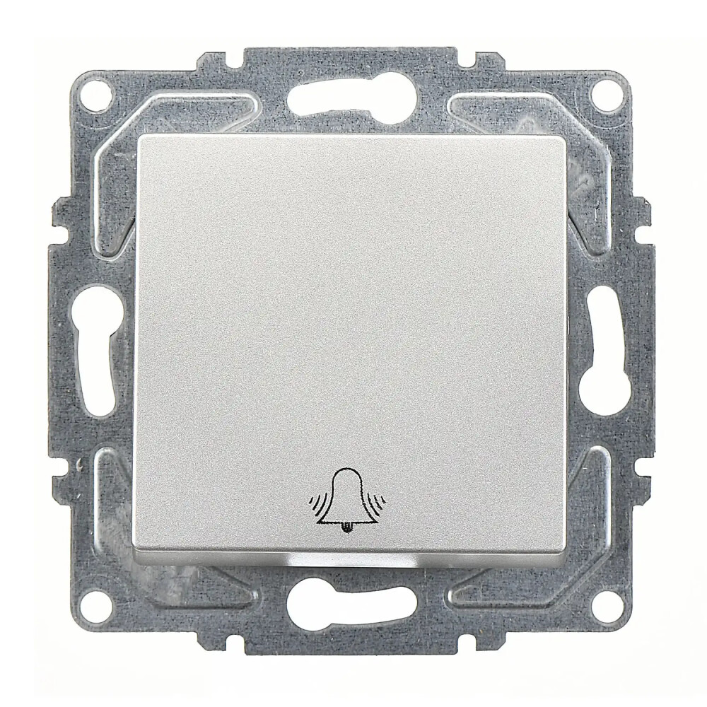 Push Button with Bell Symbol, Silver, (w/o Screw) - Günsan Elektrik