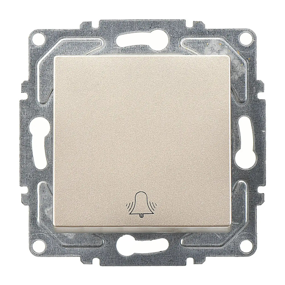 Eqona / Radius / Neoline Zil Butonu, Metalik Bej (Mekanizma + Tuş/Kapak) - Günsan Elektrik