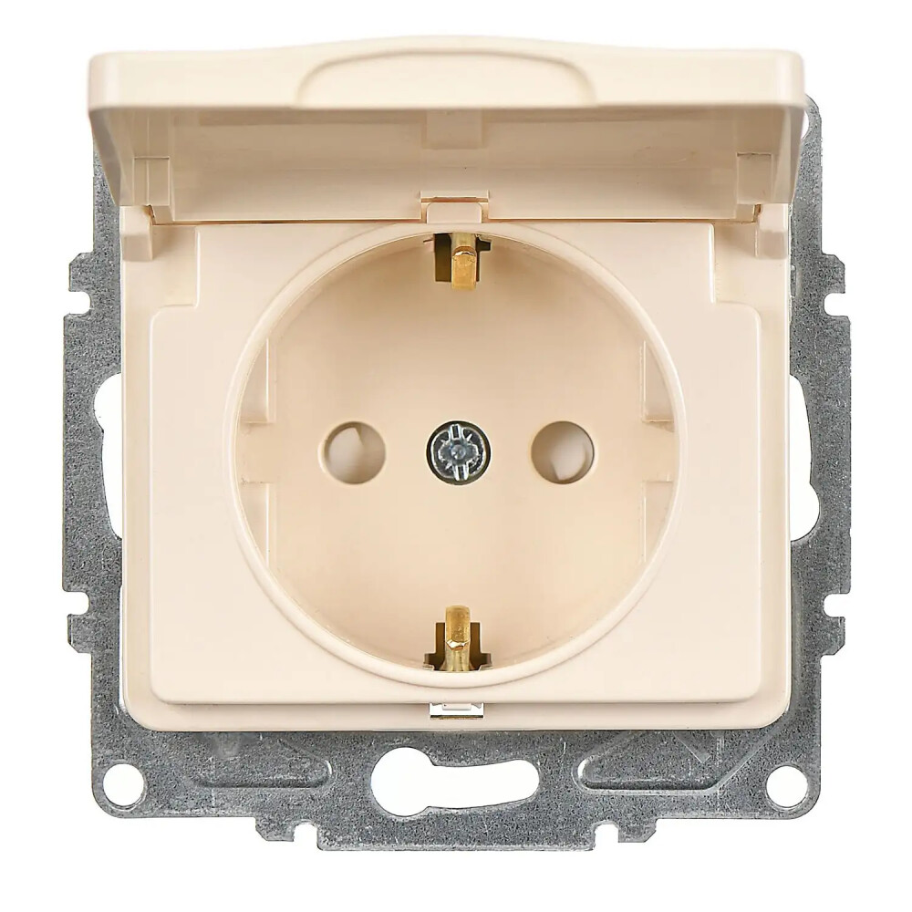 Fantasy Çocuk Korumalı Kapaklı Topraklı Priz (klipsli), Krem (Mekanizma + Tuş/Kapak) - Günsan Elektrik