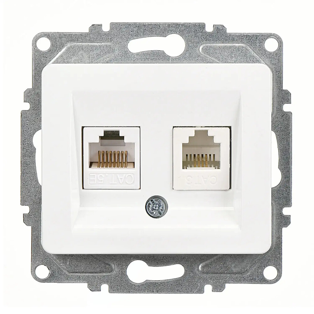 Fantasy Data + Nümeris Telefon Prizi (RJ45 Cat5E + Cat3), Beyaz (Mekanizma + Tuş/Kapak) - Günsan Elektrik