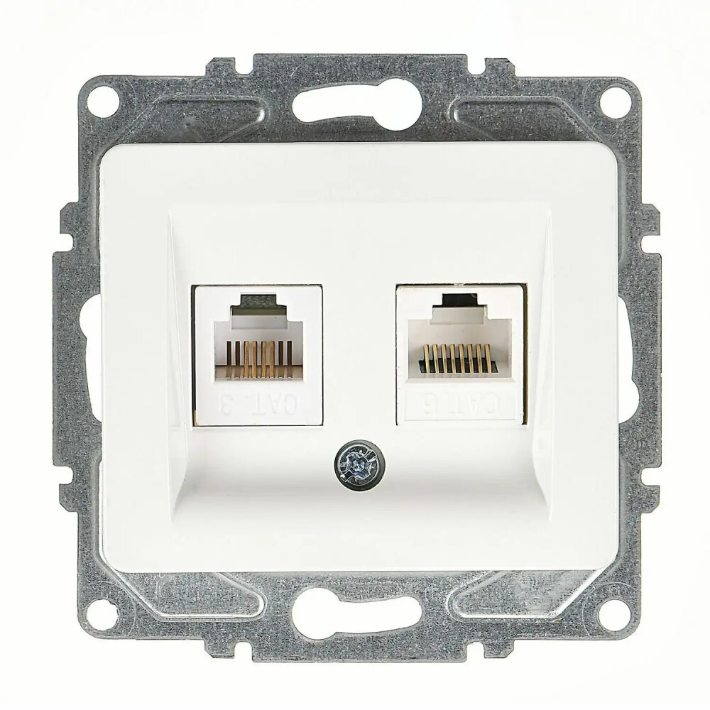 Fantasy Data + Nümeris Telefon Prizi (RJ45 Cat6 + Cat3), Beyaz (Mekanizma + Tuş/Kapak) - Günsan Elektrik