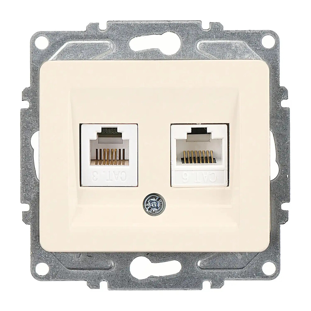 Fantasy Data + Nümeris Telefon Prizi (RJ45 Cat6 + Cat3), Krem (Mekanizma + Tuş/Kapak) - Günsan Elektrik