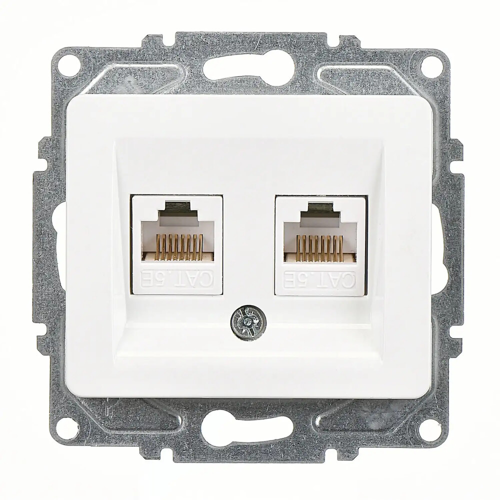 Fantasy İkili Data Prizi (2 x RJ45 Cat5E), Beyaz (Mekanizma + Tuş/Kapak) - Günsan Elektrik
